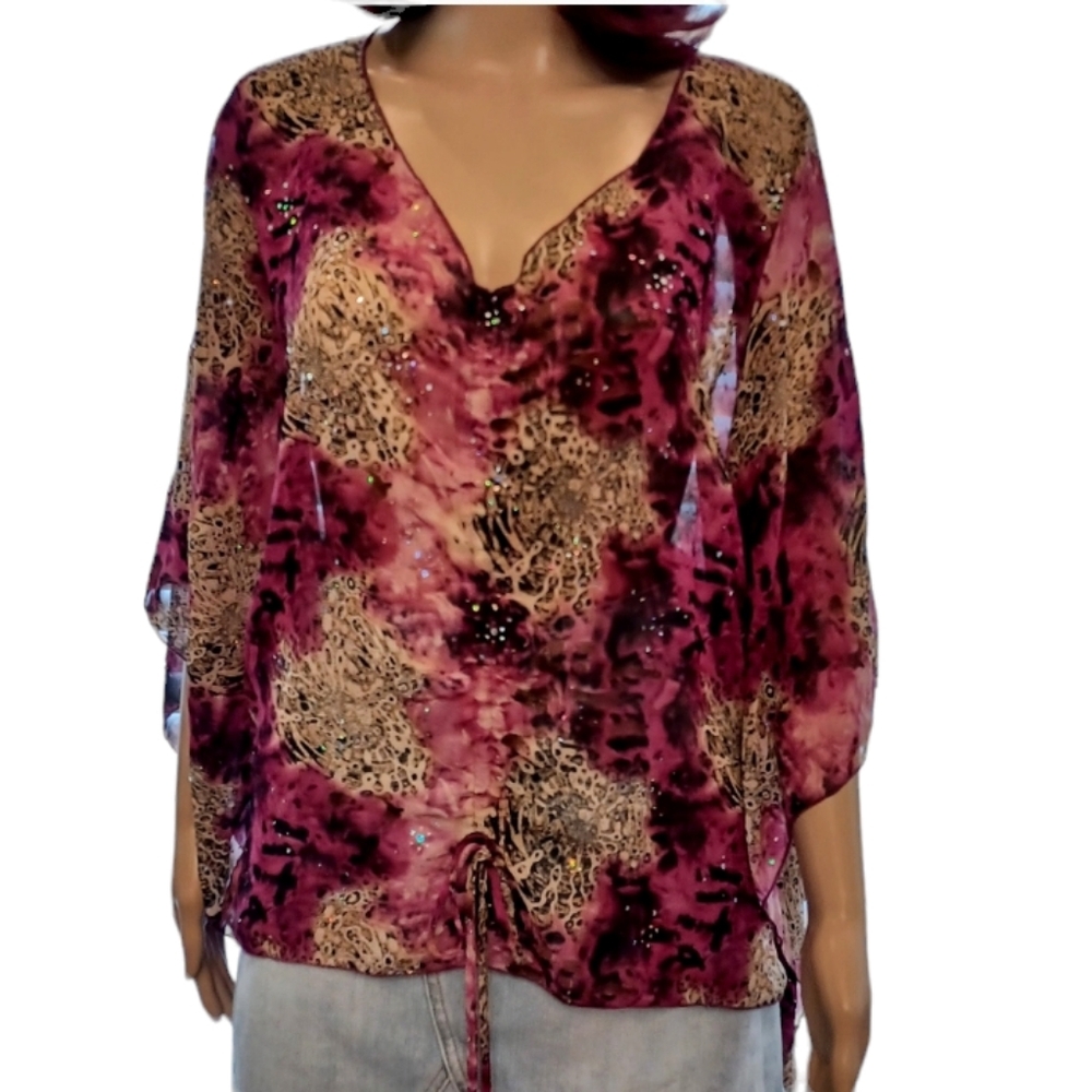 Jaipur Semi-sheer Cover-up Top - Size Medium - Picture 5 of 8